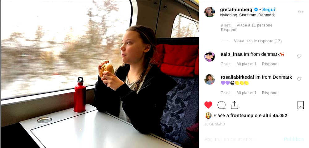 Greta Thunberg in treno